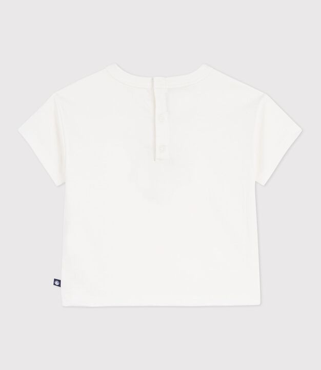 Kurz&auml;rmeliges Baby-T-Shirt aus Baumwolle mit M&ouml;wenmotiv weiss