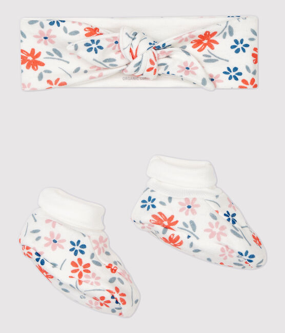 Set mit Haarband und Schuhen aus Bio-Baumwolle mit Blumenmuster für Mädchen variante 1