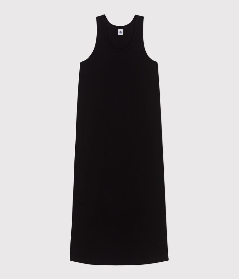 Damen Tanktop-Kleid in Midil&auml;nge aus Baumwolle schwarz