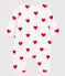 Baby-Langoverall aus Rippstrick mit roten Herzen weiss MARSHMALLOW/rot TERKUIT