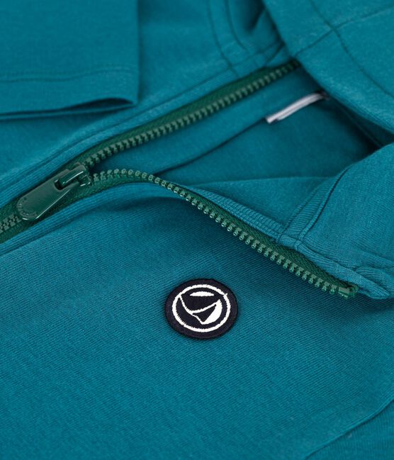 Kinder-Kapuzensweatshirt mit Reißverschluss aus einfarbiger Baumwolle  grün DRAGONFLY