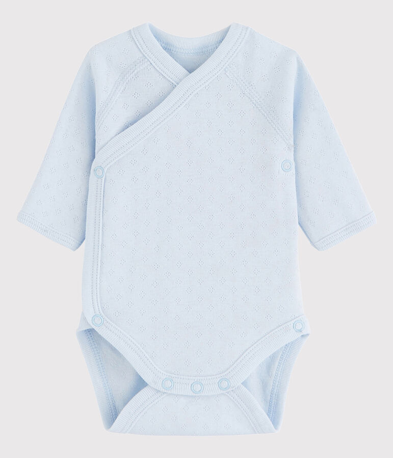 Lang&auml;rmeliger Baby-Body in Wickelform M&auml;dchen/Jungen blau