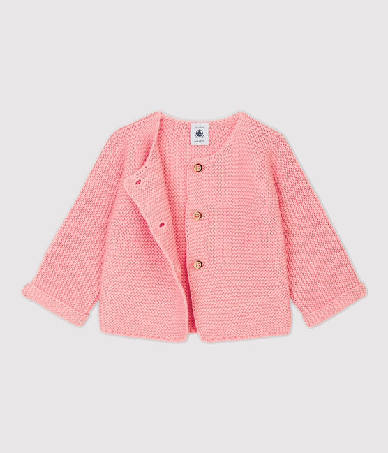 Baby-Cardigan aus Wolle und Baumwolle rosa CHARME