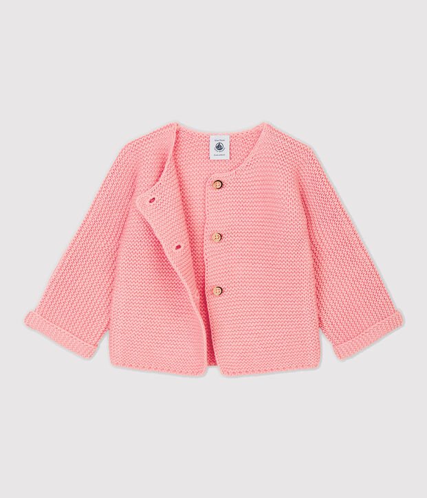 Baby-Cardigan aus Wolle und Baumwolle rosa