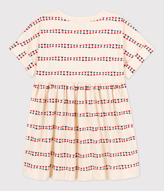Langärmeliges bedrucktes Kinderkleid aus Molton für Mädchen weiss AVALANCHE/ MULTICO
