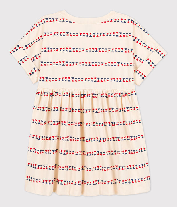 Lang&auml;rmeliges bedrucktes Kinderkleid aus Molton f&uuml;r M&auml;dchen naturfarben/vielfarbig