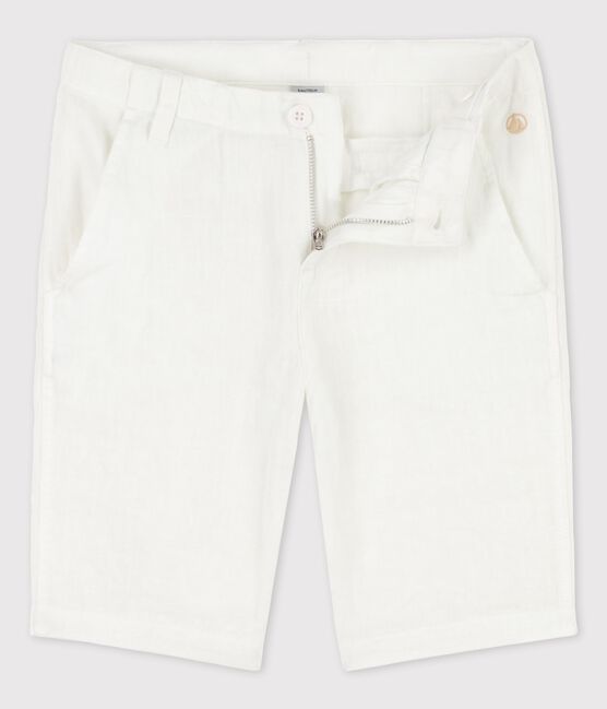 Kinder-Bermudas aus Leinen für Jungen weiss ECUME