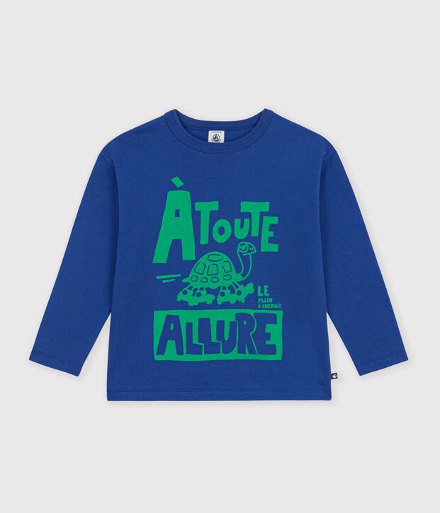 Lang&auml;rmeliges Kinder-T-Shirt mit Motiv blau