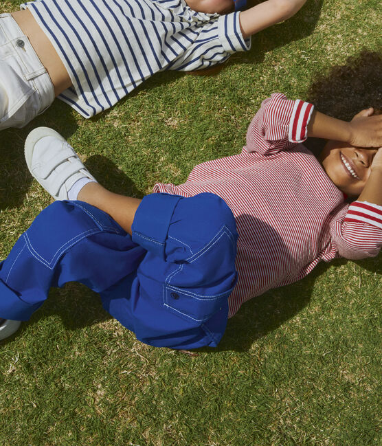 Kinder-Cargohose aus Sergestoff blau NEWBLEU