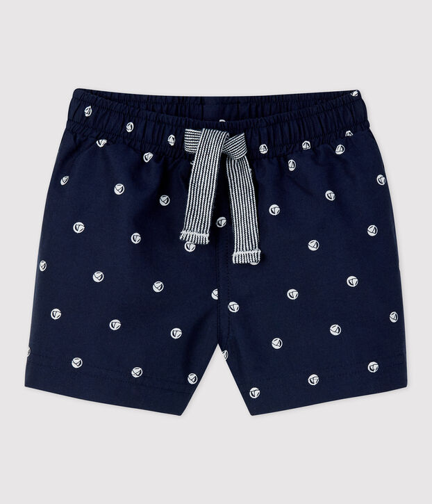 Umweltfreundliche Baby-Badeshorts blau/weiss