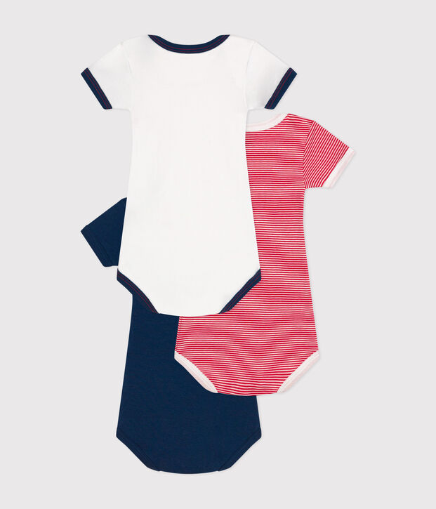 3er-Set kurz&auml;rmelige Baby-Bodys aus Baumwolle vielfarbig