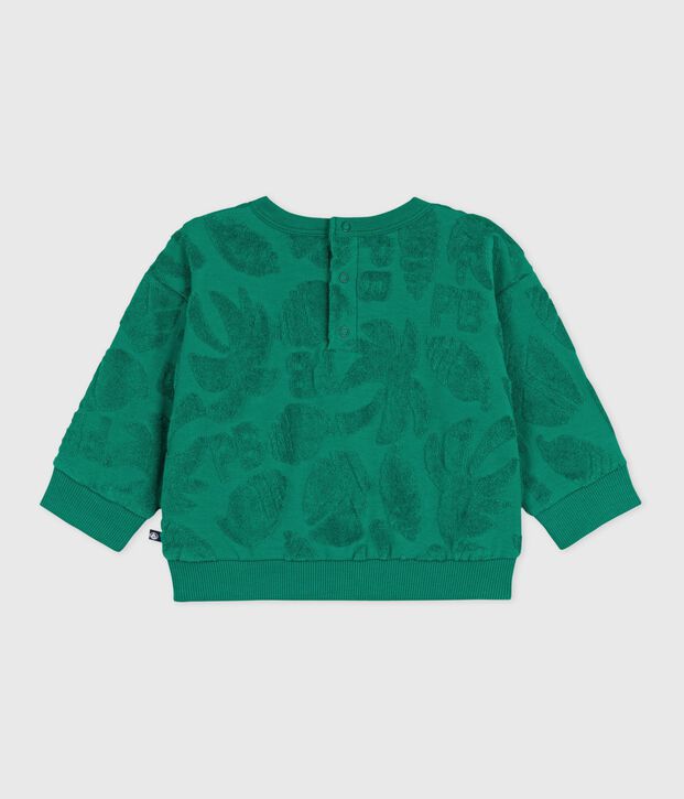 Baby-Kapuzensweatshirt aus Baumwolle mit Palmenmotiv gr&uuml;n