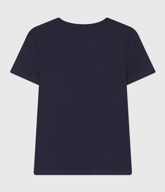 Eng anliegendes T-Shirt mit Rundhalsausschnitt aus Baumwolle für Damen blau SMOKING