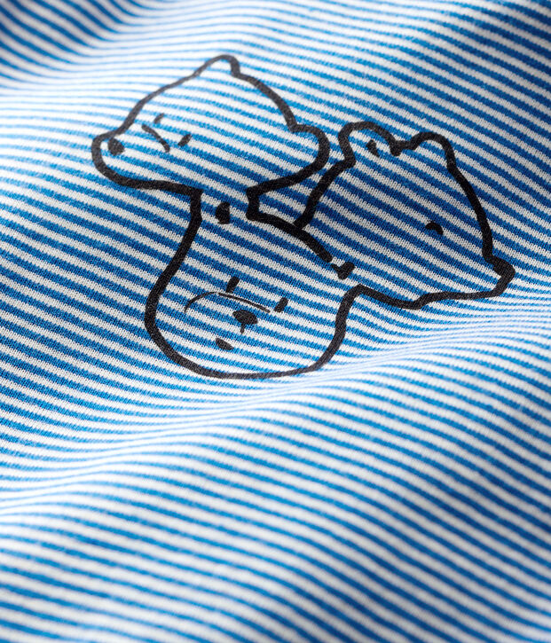 Lang&auml;rmeliger Baby-Body mit Rollkragen blau/weiss