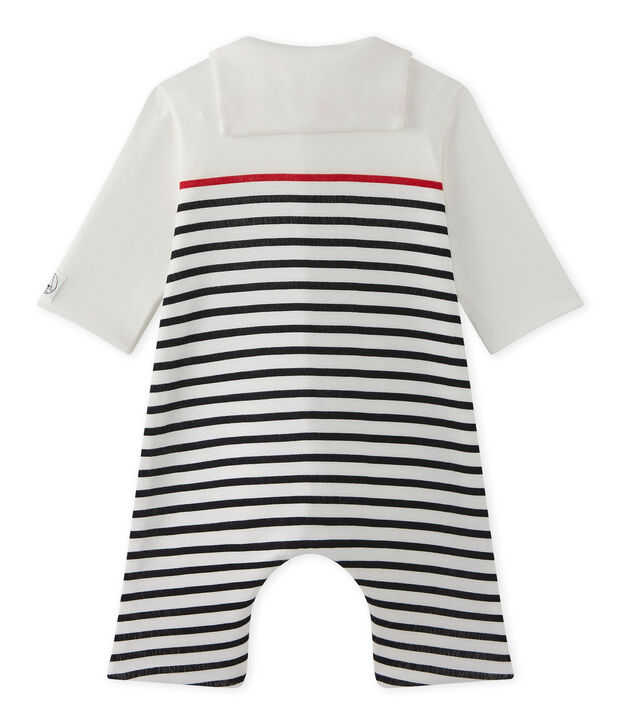 Gestreifter Baby-Jungen-Overall mit Matrosenkragen weiss/blau/rot