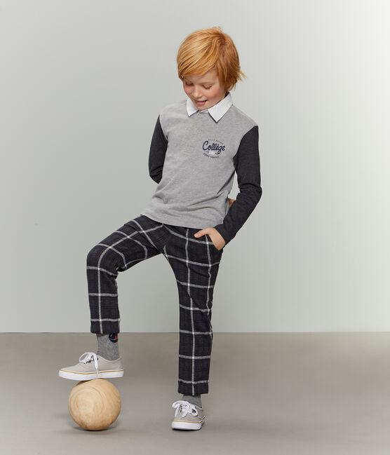 Rugby-Poloshirt für Jungen grau SUBWAY/schwarz CITY