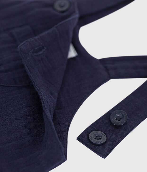 Kurzbeinige Baby-Latzhose aus einfarbigem Musselin-Stoff SMOKING