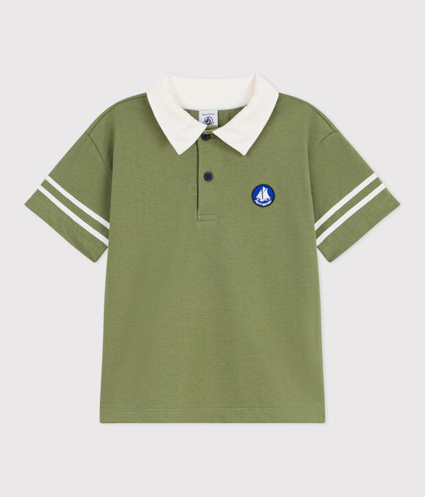 Kurz&auml;rmeliges Kinder-Poloshirt aus Baumwolle OLIVINE