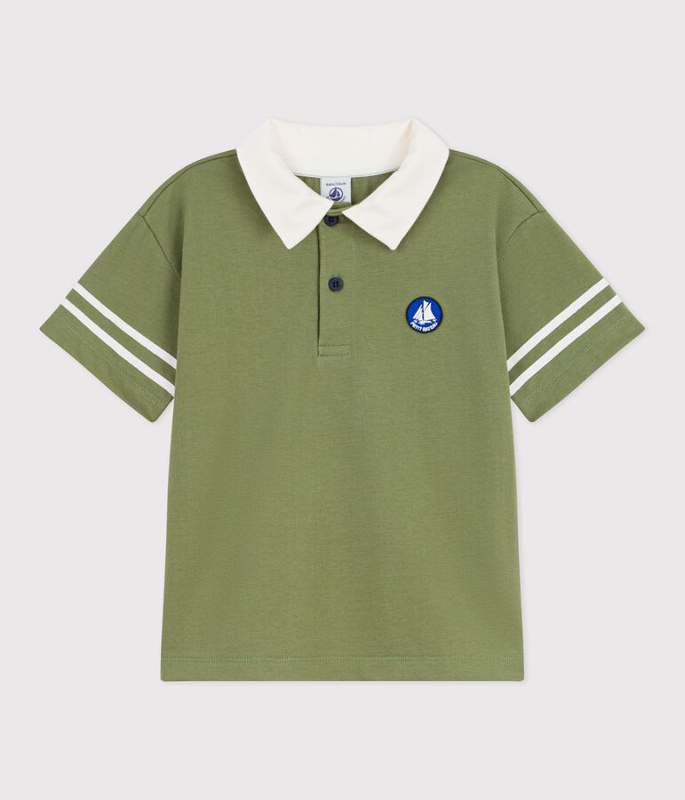 Kurz&auml;rmeliges Kinder-Poloshirt aus Baumwolle gr&uuml;n OLIVINE
