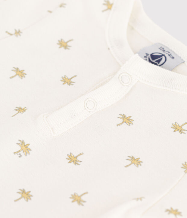 Kurz&auml;rmeliger Baby-Body aus Baumwolle mit Palmenmotiv weiss/vielfarbig