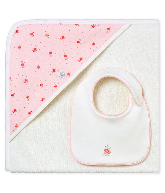 Quadratisches baby-badetuch und lätzchen mädchen variante 1