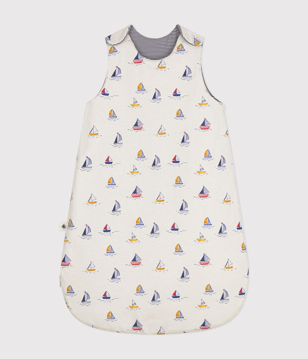 Baby-Schlafsack aus Baumwolle TOG 2.5 mit Segelbooten weiss/blau/vielfarbig