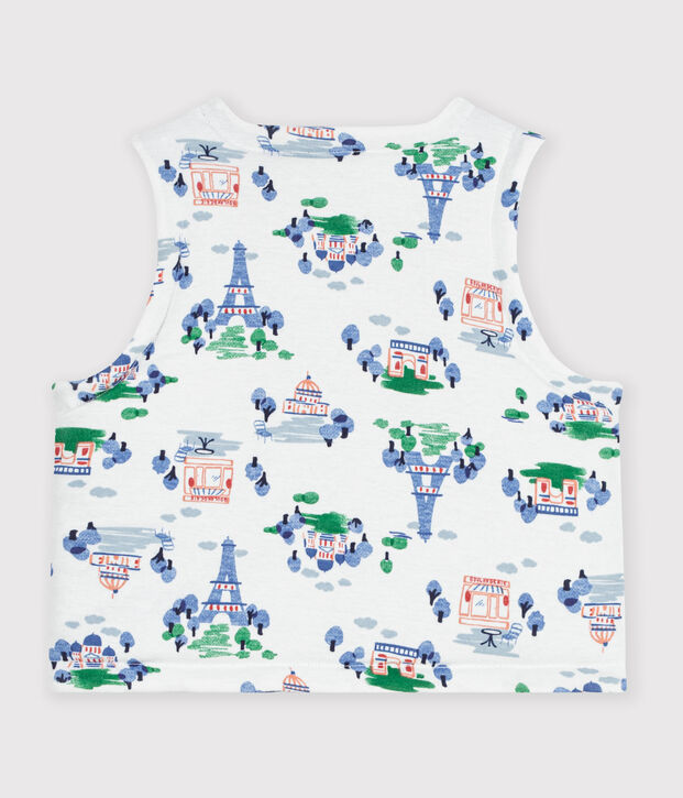 Wendbare Baby-Weste aus Baumwolle mit Paris-Motiv weiss/vielfarbig