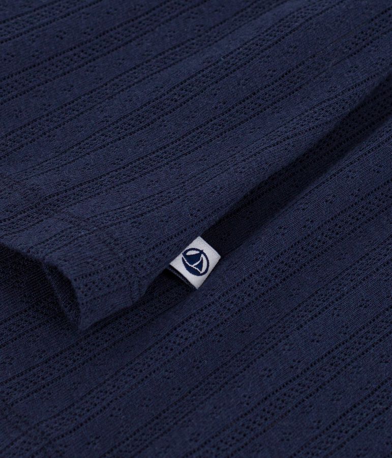 Damen-Nachthemd aus Baumwolle mit Lochstickerei blau SMOKING