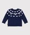 Baby-Pullover aus Wolle und Baumwolle mit Schleifenmotiv blau/naturfarben