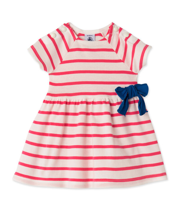 Robe b&eacute;b&eacute; fille ray&eacute;e weiss/rosa