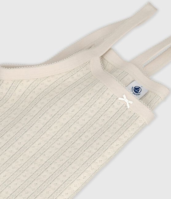 Damen Spaghetti-Top aus Baumwolle mit Lochstickerei naturfarben MILK