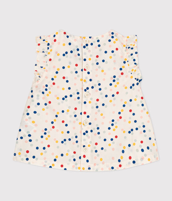 Ärmellose Babybluse aus Popeline  weiss MARSHMALLOW/weiss MULTICO