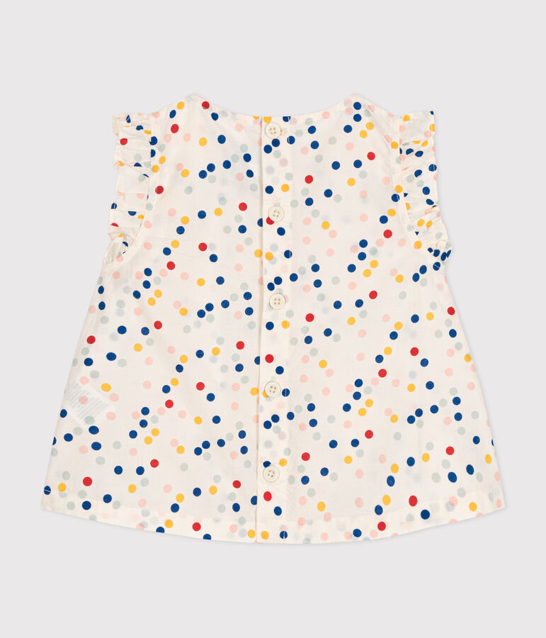 &Auml;rmellose Babybluse aus Popeline weiss/vielfarbig
