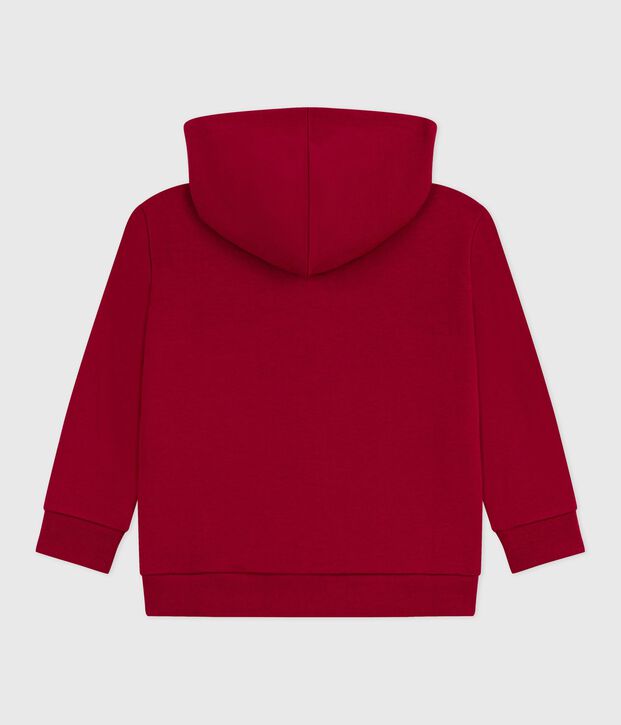 Kinder-Sweatshirt mit Rei&szlig;verschluss aus einfarbiger Baumwolle rot