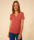 Damen-T-Shirt L'Iconique mit V-Ausschnitt aus Baumwolle, unifarben