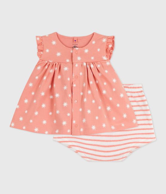 2-teiliges Newborn-Set aus Baumwolle mit Sonnenmuster orange ABRICOT/ MARSHMALLOW