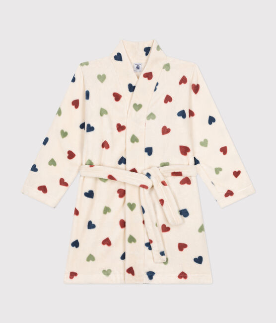Gemusterter Kinder-Morgenmantel aus Fleece weiss AVALANCHE/ MULTICO