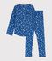 Rippstrick-Pyjama mit Schneeflocken-Print für kleine Mädchen. blau MAJOR/weiss ECUME