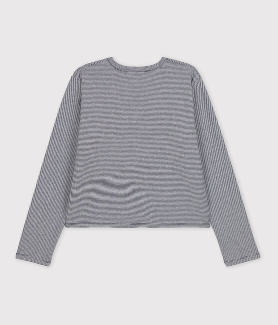 Damen-Cardigan aus dicker Baumwolle mit Druckknöpfen blau SMOKING/weiss MARSHMALLOW