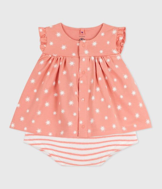 2-teiliges Newborn-Set aus Baumwolle mit Sonnenmuster orange ABRICOT/ MARSHMALLOW