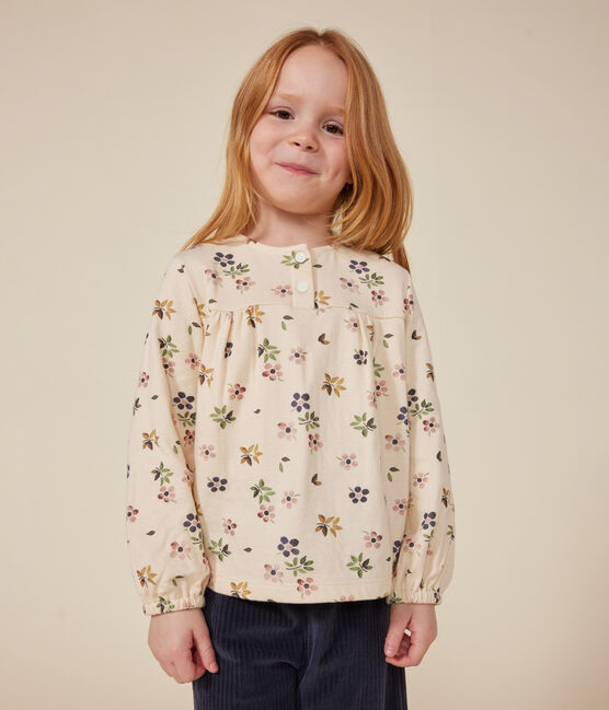 Langärmelige Kinder-Bluse aus Doppeljersey für Mädchen weiss AVALANCHE/ MULTICO