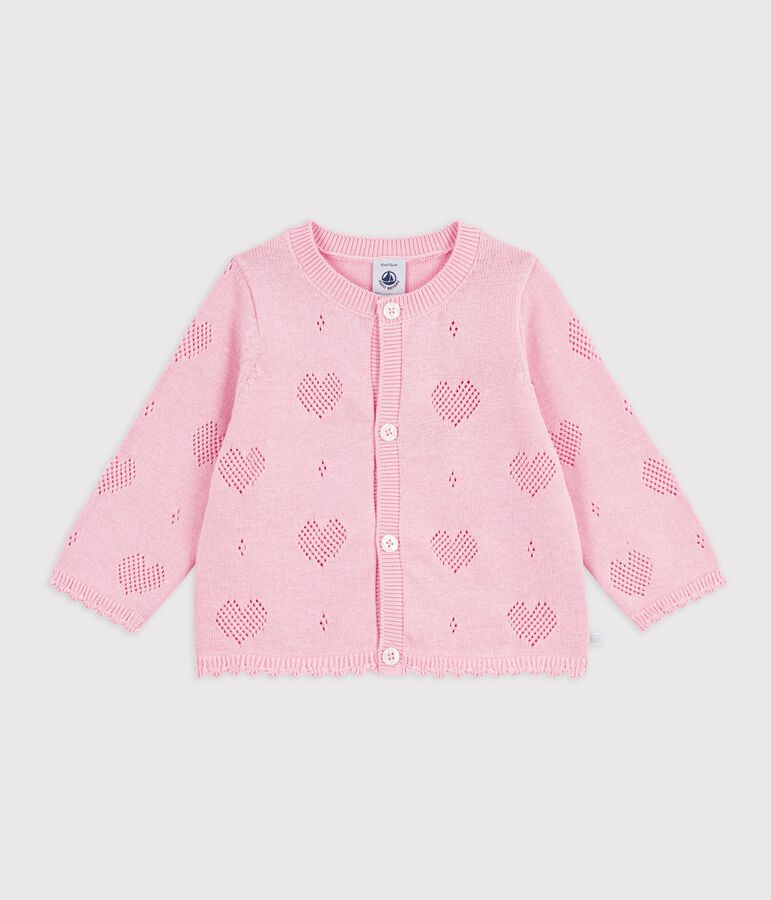 Baby-Cardigan aus Baumwolle mit Herzmotiv rosa