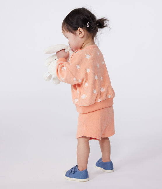Baby-Sweatshirt aus Baumwoll-Frottee mit Sonnenmuster orange ABRICOT/ MARSHMALLOW