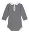 Baby-Mädchen-Body mit Milleraies-Ringelmuster blau SMOKING/beige COQUILLE