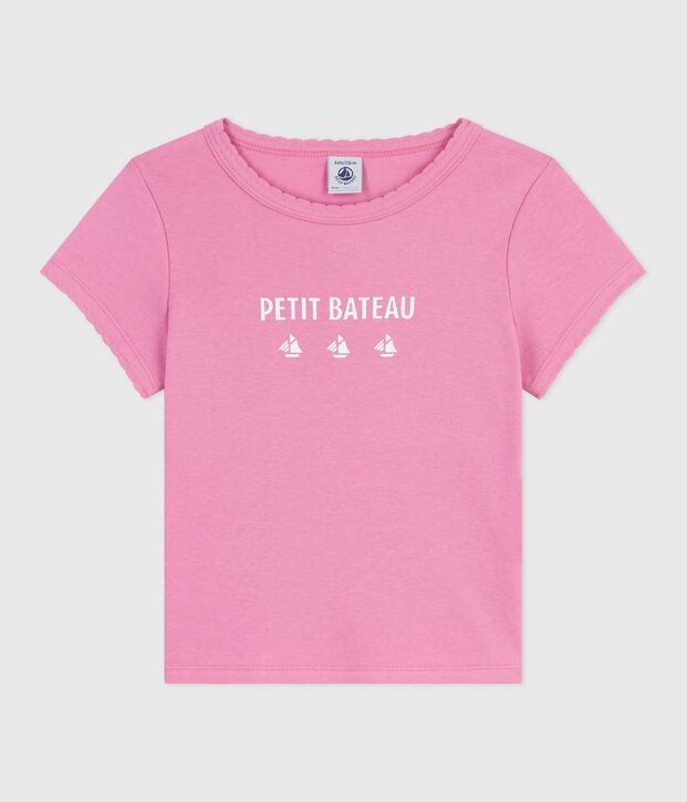 Kurz&auml;rmeliges Kinder-T-Shirt mit Muster rosa