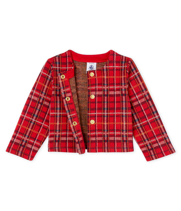 Karierter Baby-Cardigan f&uuml;r M&auml;dchen rot/vielfarbig
