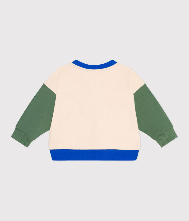 Baby College-Jacke aus Baumwolle im Colorblock naturfarben/gr&uuml;n