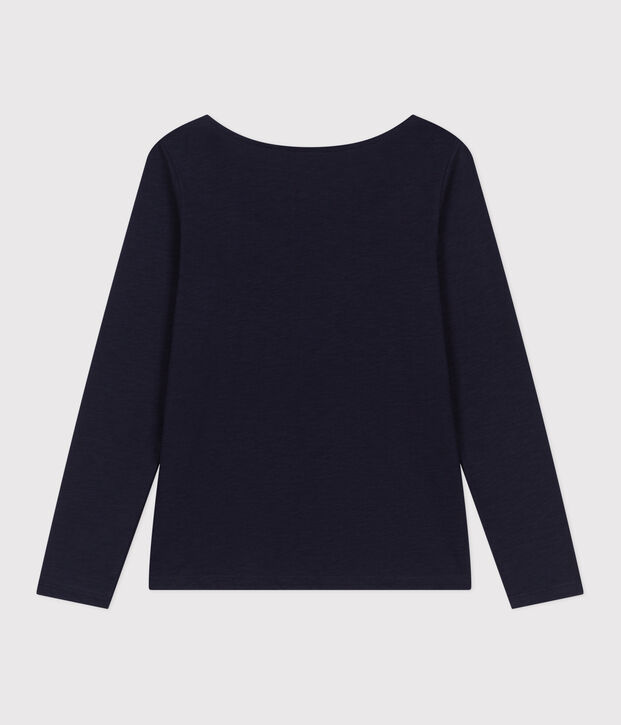 Lang&auml;rmeliges Damen-T-Shirt Le Droit mit weitem Ausschnitt aus geflammten Jersey SMOKING