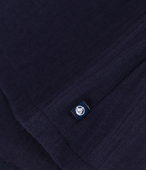Lang&auml;rmeliges Babykleid aus zwei Materialien blau/weiss