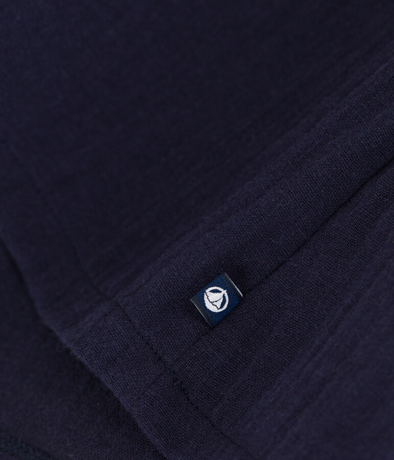 Lang&auml;rmeliges Babykleid aus zwei Materialien blau/weiss